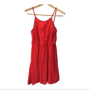 Lily Rose Sundress Crochet Front Spaghetti Straps, Red, Size M, A9163U112, EUC